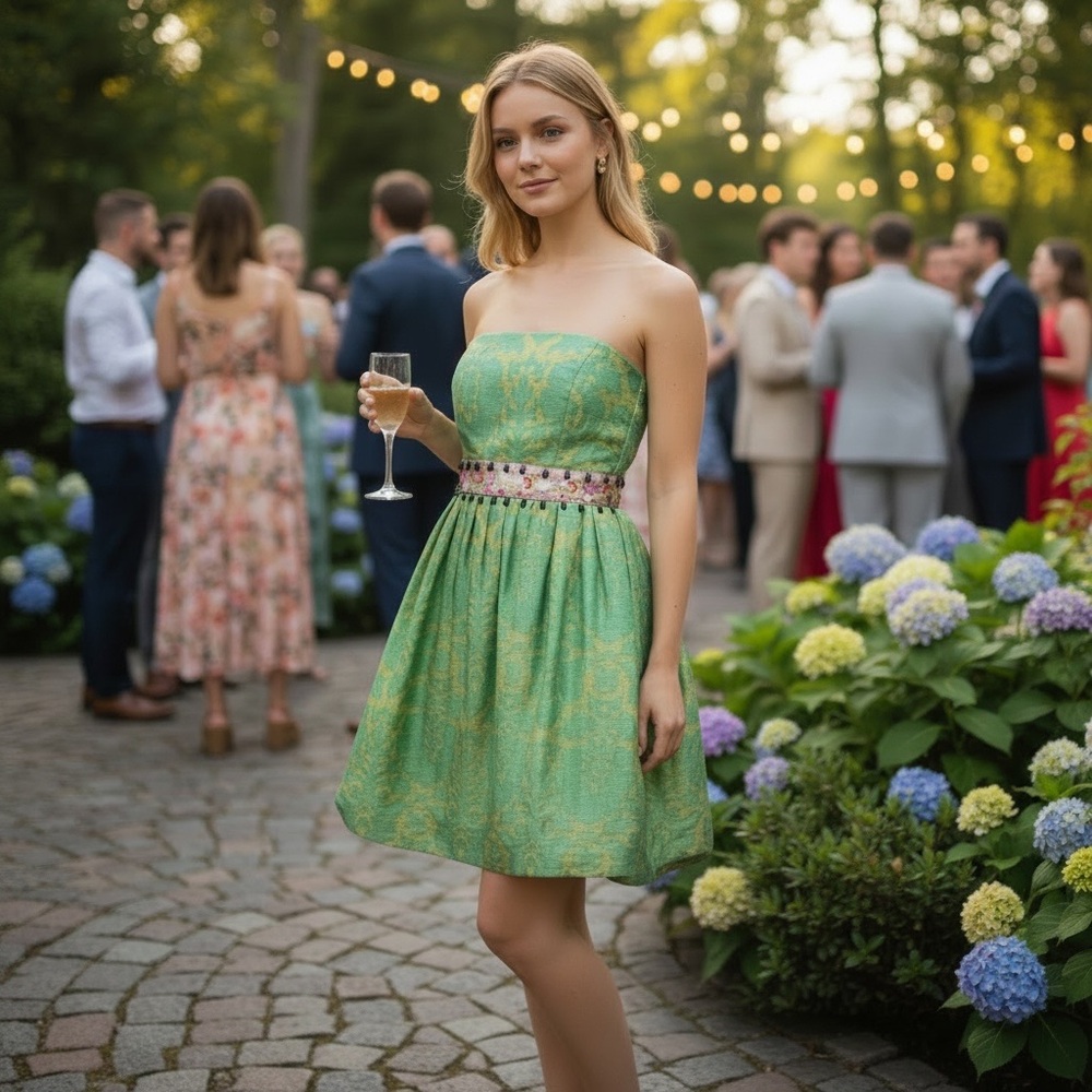 Anthropologie Plenty Tracy Reese Silk Bubble Dress Strapless Midi Size 4 Pleated